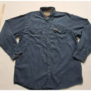 North‎ River Outfitters men's flood blue long sleeve button up pockets LG soft